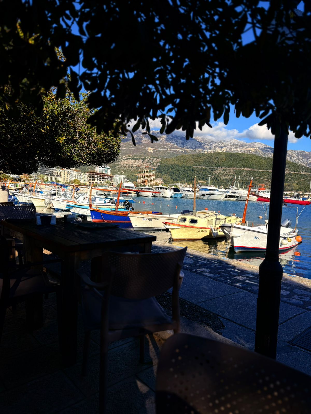 Car driving along Montenegro coastal road with amazing sea view